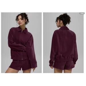 alo yoga MICRO CORDUROY ON DUTY JACKET in Burgundy| Size M| Orig $228